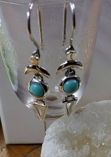 Sterling Silver Turquoise Moon Earrings